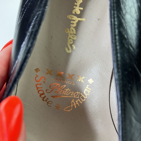 el corte ingles black leather kitten heel shoes with gold bow size 37 - Picture 9 of 11